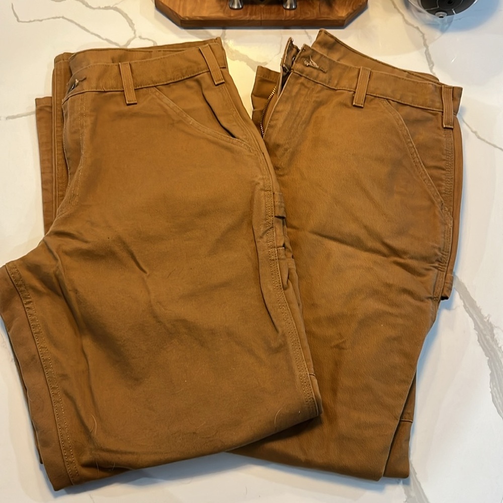 2 Carhartt 33x32 Brown Men’s Utility Work Pant Loose Fit